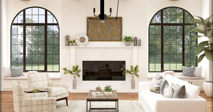 Wooden furniture, plants and a calm, earthy palette